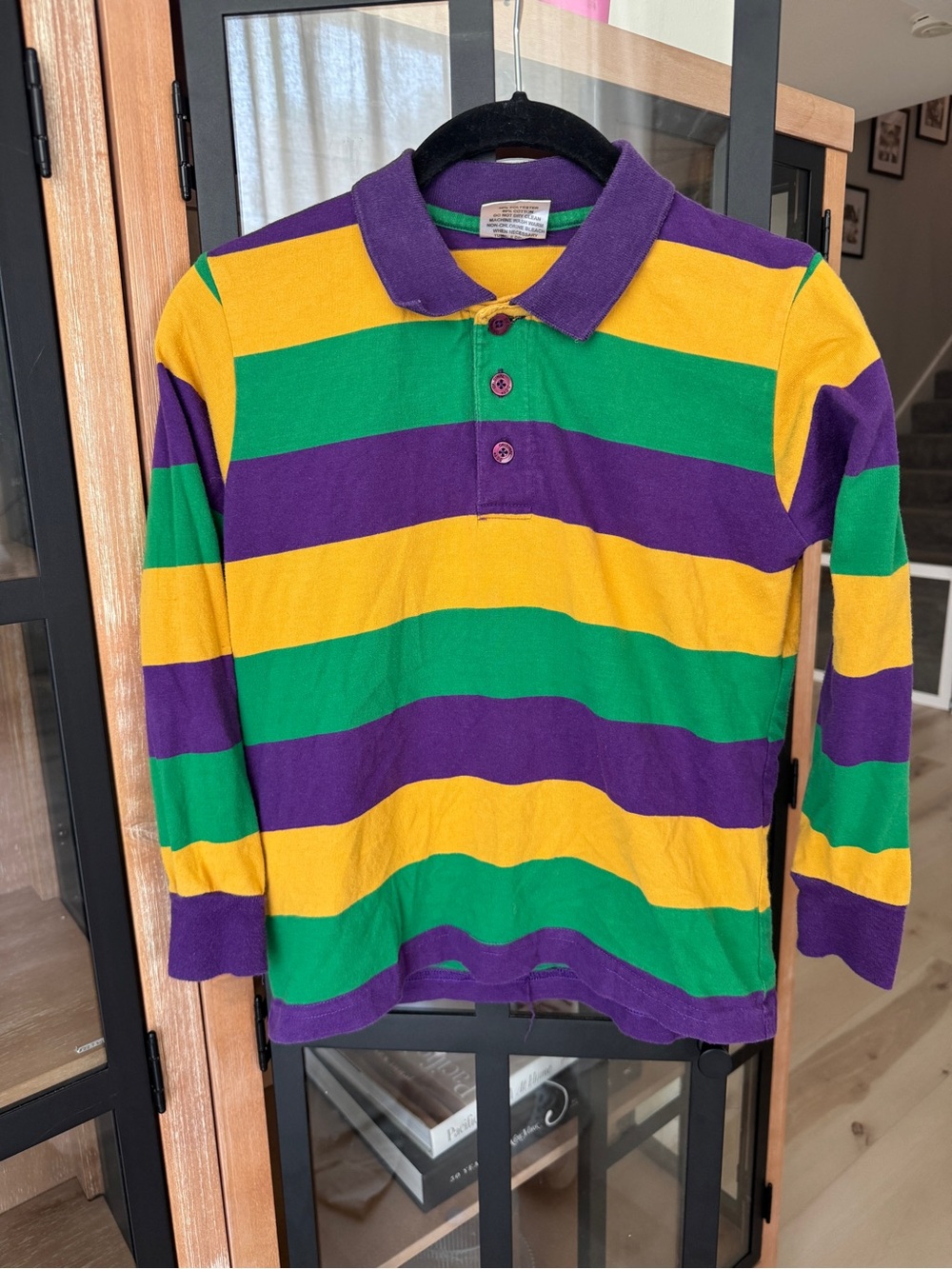 Kaplin mardi gras polo long sleeve shirt tee striped boys perlis rugby louisiana